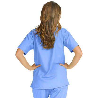 Medline 839NTHM PerforMAX Women's V-Neck Tunic Scrub Top, 2 Pocket, Ceil Blue, Size Medium