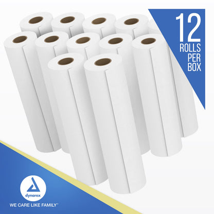 New Dynarex Table Paper, High-Quality Exam Table Paper, Used in Medical, Massage, and Chiropractic Tables to Protect Patients, 1 Case of 12 Papers (14" x 225', Smooth)