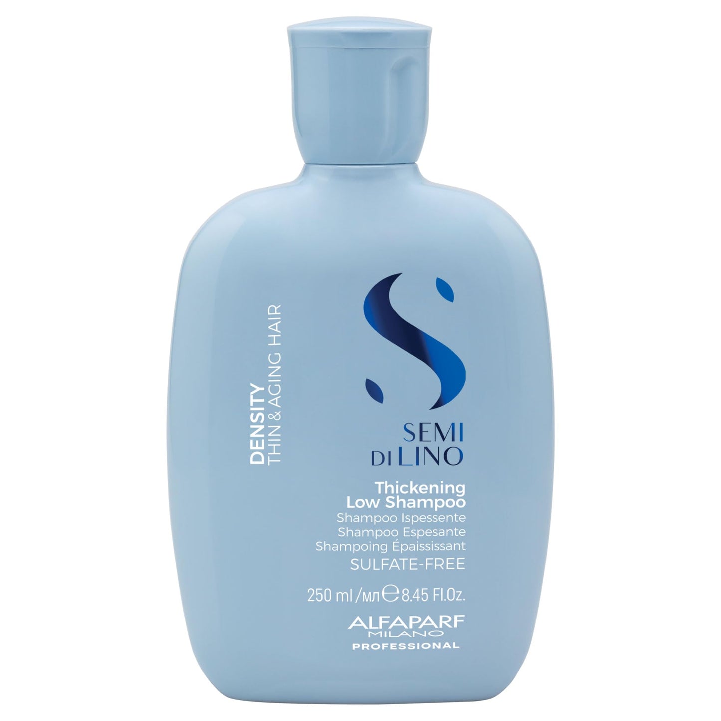 ALFAPARF MILANO Semi di Lino Density Thickening Shampoo - Peptides & Amido Acids - Fine & Thin Hair - Sulfate Free - Adds Body & Volume for Revitalized, Youthful & Thicker Hair