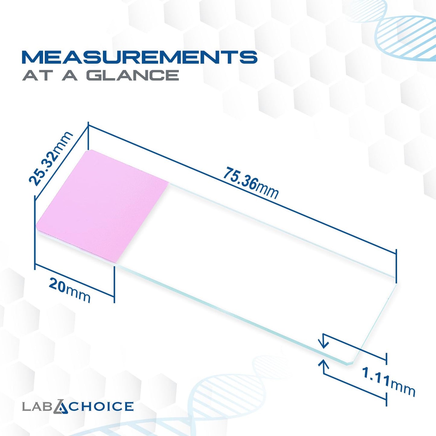 LabChoice Microscope Slides - Super Grade Green Glass Construction - Corner Grounded, 3"x 1" (25mm x 75mm x 1mm), Frosted Pink - 72 Pieces per Box, 20 Boxes, 1440 Total Slides