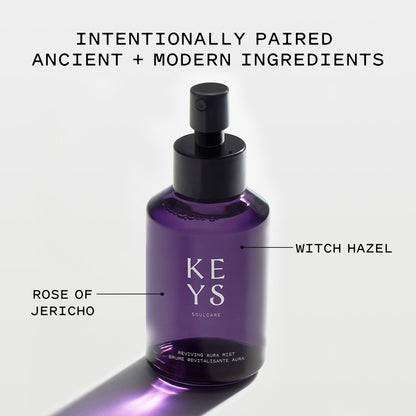 Keys Soulcare Reviving Aura Mist, Revitalizing Facial Spray Hydrates, Tones, Refreshes & Renews Skin, Vegan, Cruelty-Free, Rose Scent, 3.72 Fl Oz