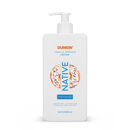 Native Body Lotion, Dunkin Vanilla Sprinkle, Moisturizer for Dry Skin with Plant-Based Ingredients, 16.5 oz