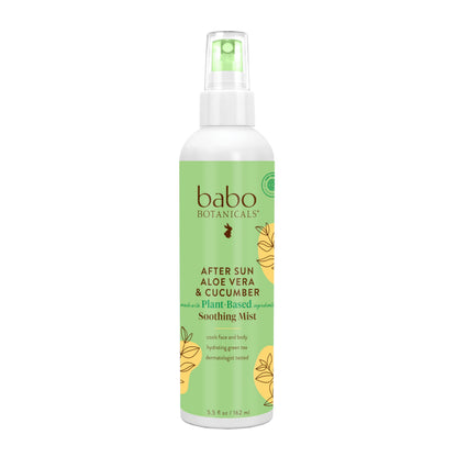 Babo Botanicals After Sun Soothing Mist - Aloe Vera & Cucumber - For Face, Body & Sensitive Skin - Non-Aerosol - No-touch application - EWG Verified - Alcohol-Free - Scented with cucumber extract
