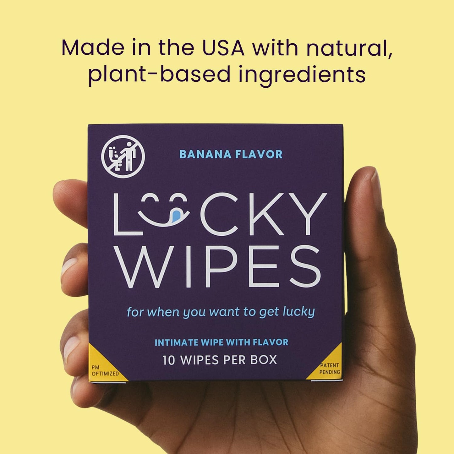 Lucky Wipes For Men, Individually Wrapped - pH Balanced Flavored Intimate Wipes - Pack of 10 (Banana)