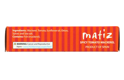 Matiz Spicy Tomato Mackerel | 3 oz | in a Spicy Tomato Sauce | Spain | Natural | Artisan | Wild Caught | Gourmet | Ready-to-Eat | (1 Pack)