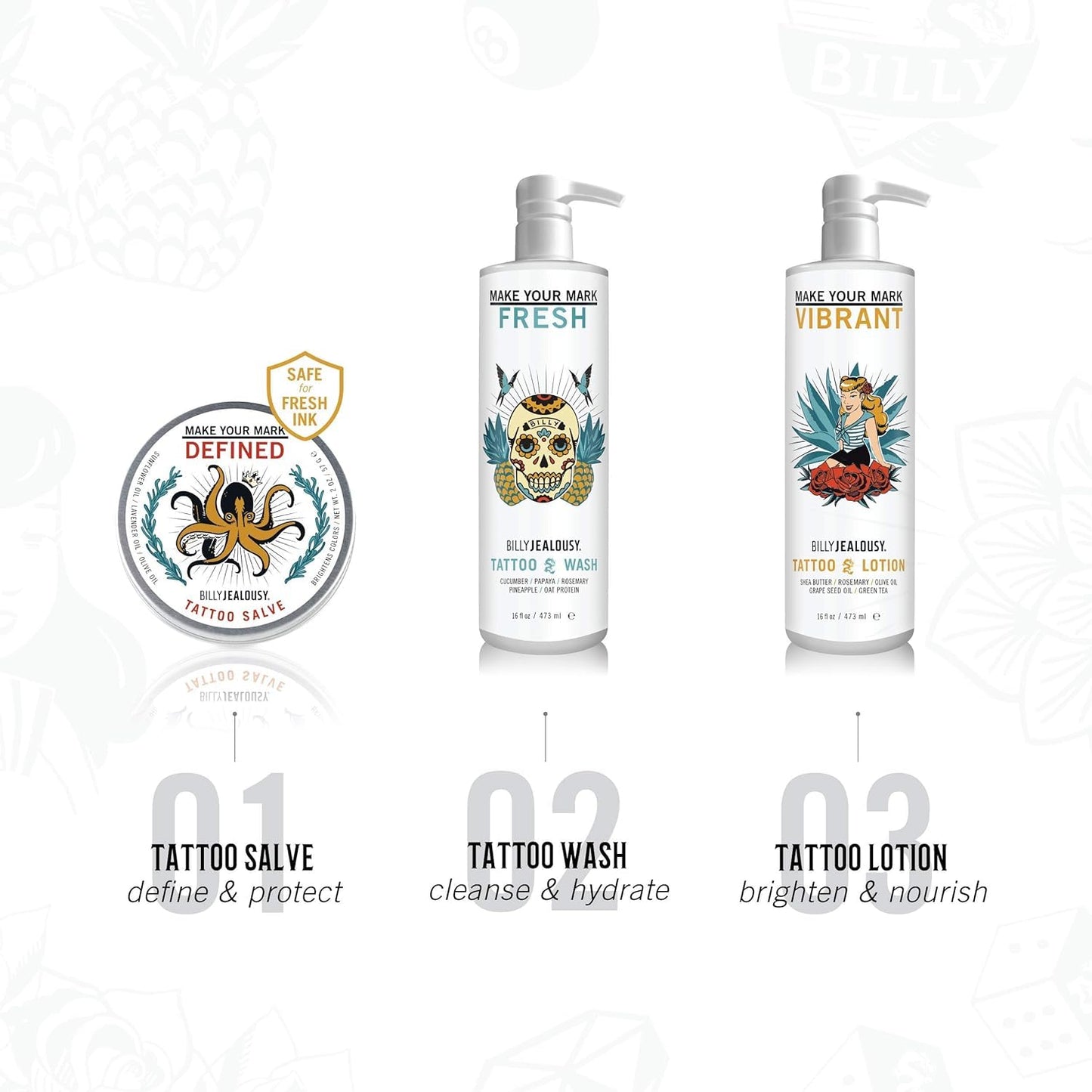 Billy Jealousy Make Your Mark Fresh Tattoo Wash, Cleansing and Hydrating Tattoo Aftercare Enriched With Cucumber and Rosemary