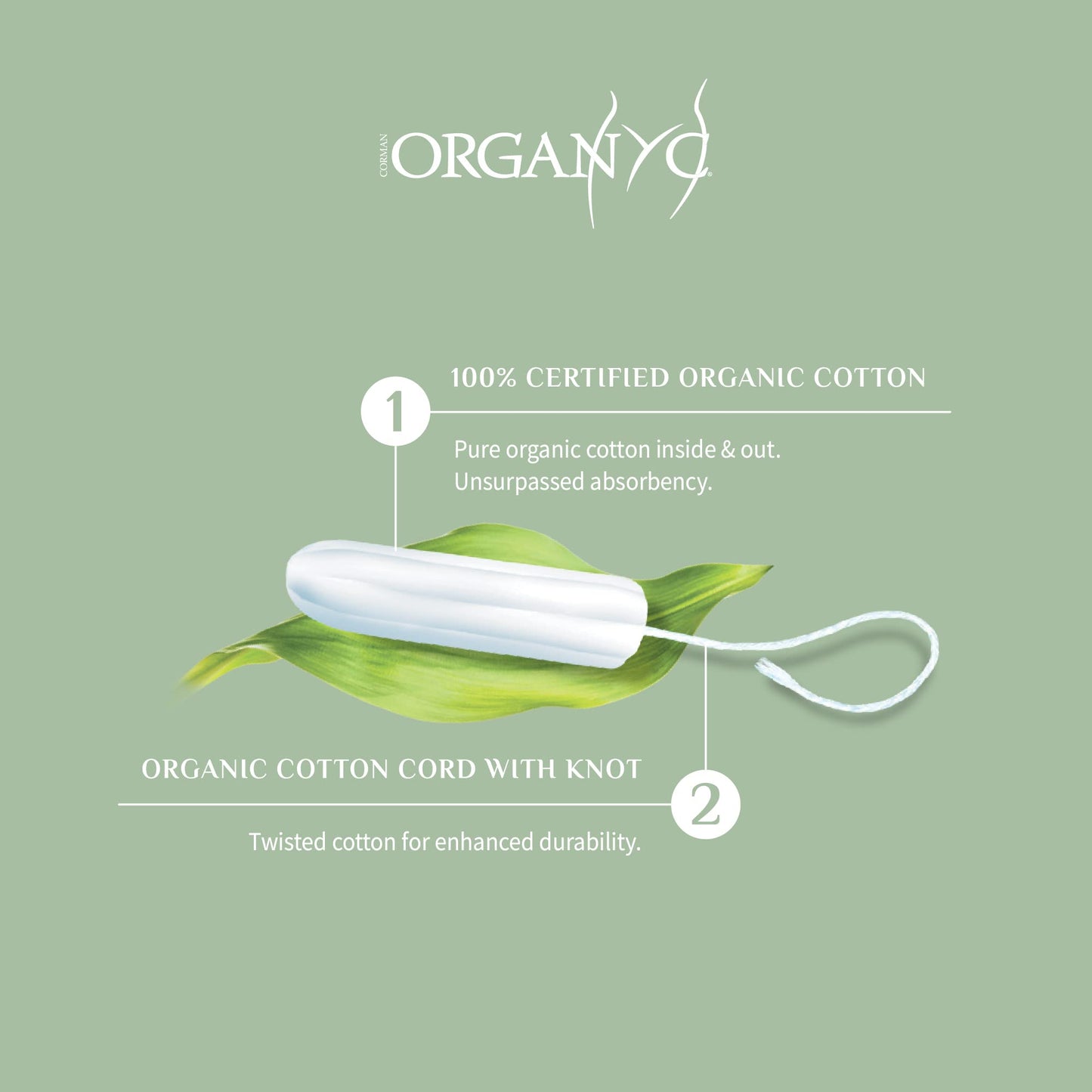 Organyc - 100% Certified Organic Cotton Tampons - No Applicator, Free from Chlorine, Perfumes, Rayon, and Chemicals - Normal, Regular, 16 Count (Pack of 1) (R00992)