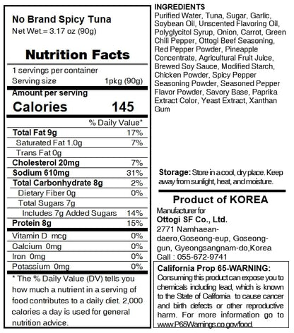 LENITH Spicy Seasoned Charcoal Tuna Chilli Tuna Pouch Protein Every Pouch/Product of Korea Pack of 1