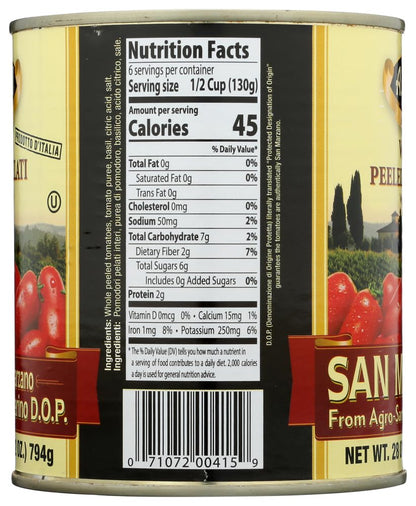 Alessi D.O.P. Whole Peeled San Marzano Tomatoes with Basil, 28 oz (Pack of 6)6