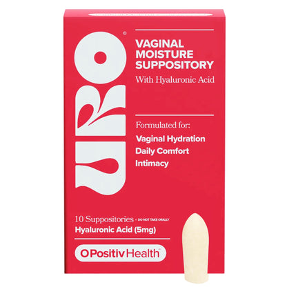 O Positiv URO Vaginal Moisture Hyaluronic Acid Suppository Support Vaginal Hydration, Daily Comfort & Easier Intimacy – 10 Suppositories