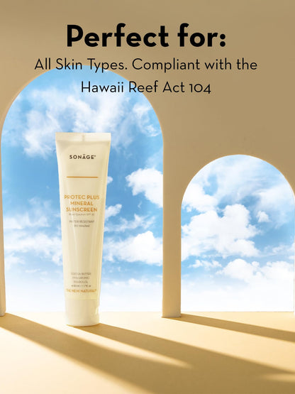Sonage Protec Plus Mineral Sunscreen: Lightweight, Non-Greasy SPF 30 Face Sunscreen with Zinc Oxide | Natural & Reef-Safe