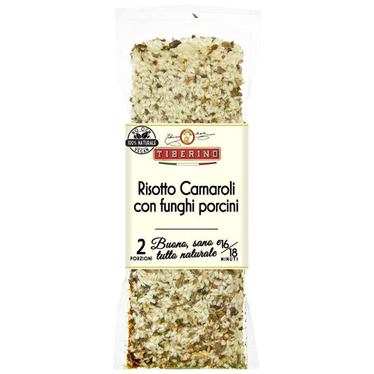 Tiberino's Real Italian Meals - Risotto with Porcini Mushroom, 7 oz, Imported from Italy, 100% Natural, No GMO's, Additives or Preservatives, Sun-Dried Ingredients, 1 Pan Cooking, No Straining Needed