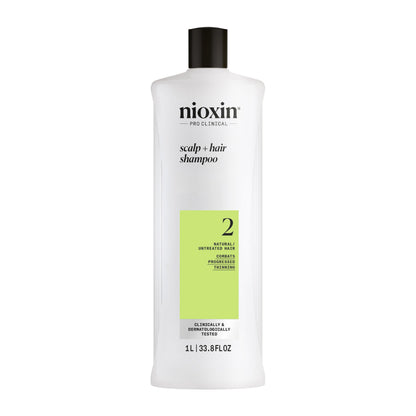 Nioxin System 2 Scalp + Hair Thickening Shampoo for Natural Hair with Progressed Thinning | Cleanse & Boost Hair Density with Niacinamide & Biotin
