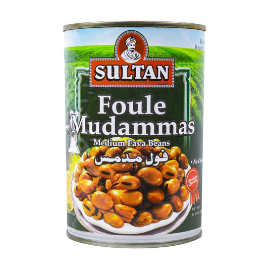 Sultan Brand Foule Mudammas, Medium Fava Beans, High in Dietary Fiber, No Fat, No Cholesterol, 14.80oz