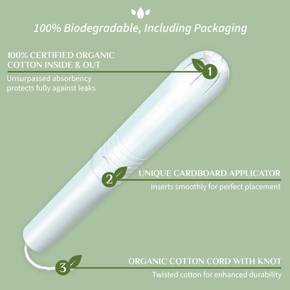 Organyc 100% Certified Organic Cotton Tampons, Cardboard Applicator, Free from Chlorine, Perfumes, Rayon and Chemicals, Regular, 16 Count