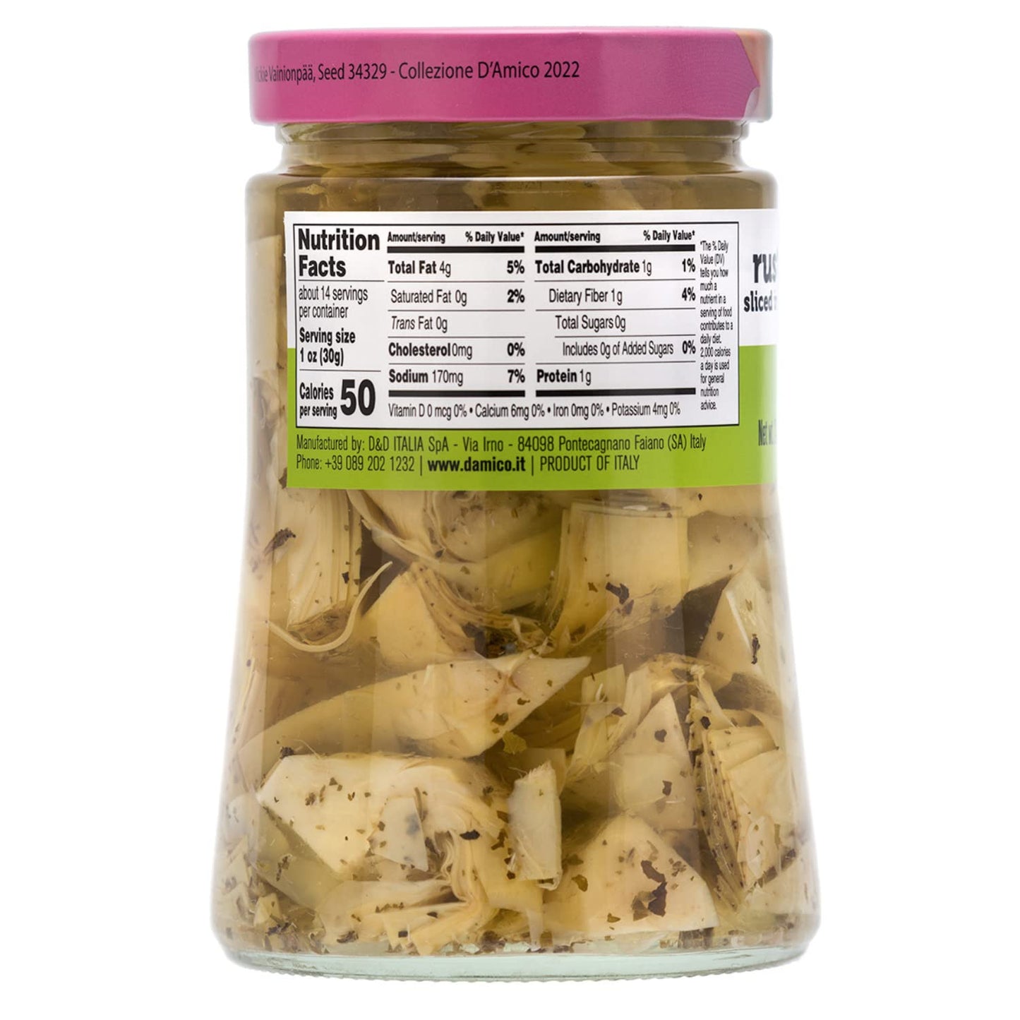 FRATELLI D'AMICO - Rustic Sliced Artichokes in Oil, Premium Quality, Chef Selected, Large Jar : 24.7oz (700 g), Antipasto, Non GMO Italian Premium Brand, Product of Italy