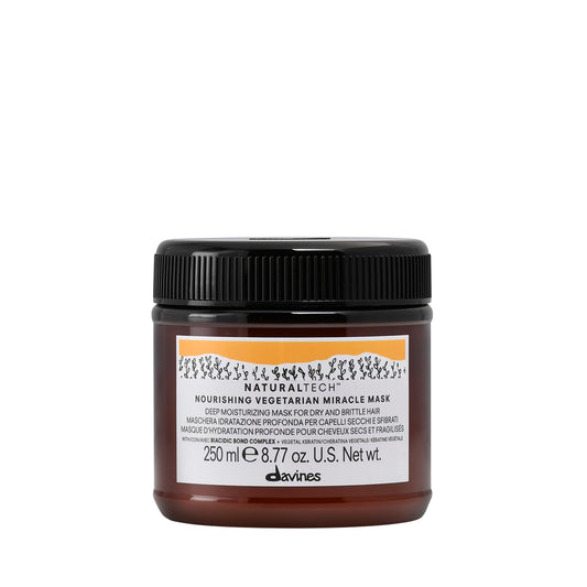Davines Naturaltech Nourishing Vegetarian Miracle Mask, Restructuring & Hydrating for Dry & Damaged Hair - With Vegetal Keratin - Intense Repair Treatment, 8.45 Fl Oz