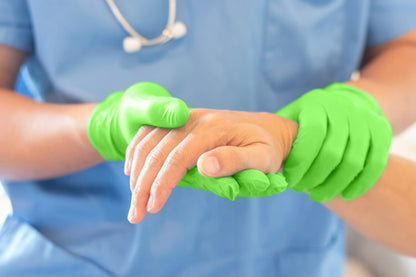 BeeSure BE1187 NeoGrene Chloroprene Powder Free Exam Gloves, 3.2 mil, Green, Medium (Pack of 200)