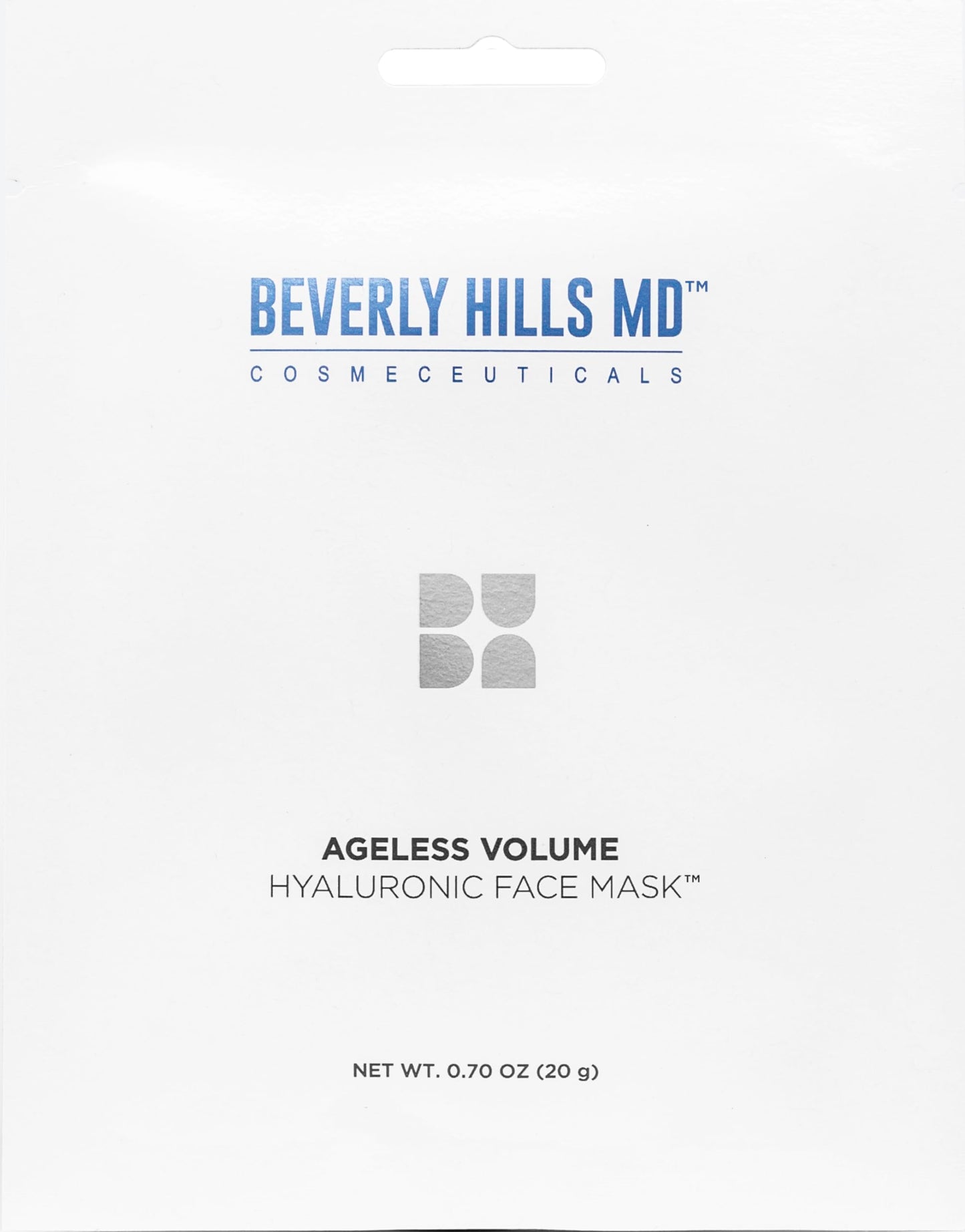 Beverly Hills MD Ageless Volume Hyaluronic Face Mask- Reduce Appearance of Wrinkles, Anti Aging Formula for Plump, Moisturized Skin- 8 Pack- Hydrating & Firming Gentle Sheet Mask