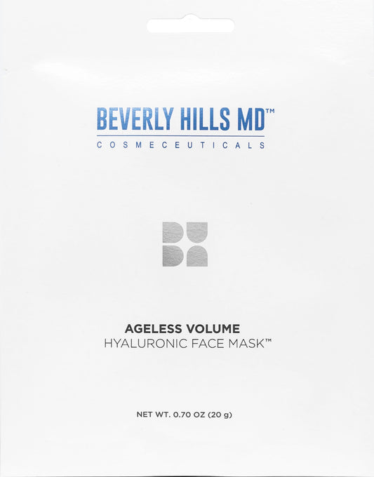 Beverly Hills MD Ageless Volume Hyaluronic Face Mask- Reduce Appearance of Wrinkles, Anti Aging Formula for Plump, Moisturized Skin- 8 Pack- Hydrating & Firming Gentle Sheet Mask