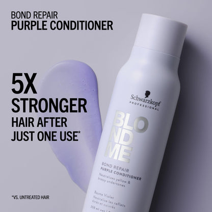 BlondMe Bond Repair Purple Conditioner for Blonde Hair, 8.45 Fl Oz | Neutralizes Yellow & Brassy Tones | Lightweight, Nourishing & Detangles | For Moisturized, Healthy-Looking Cool-Toned Blondes