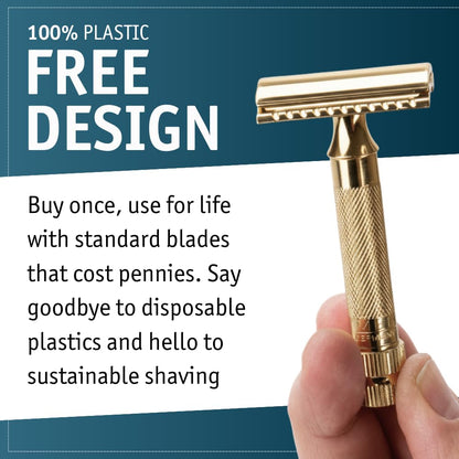 Merkur Classic 2-Piece Double Edge Safety Razor Gold Plated, 1 Count