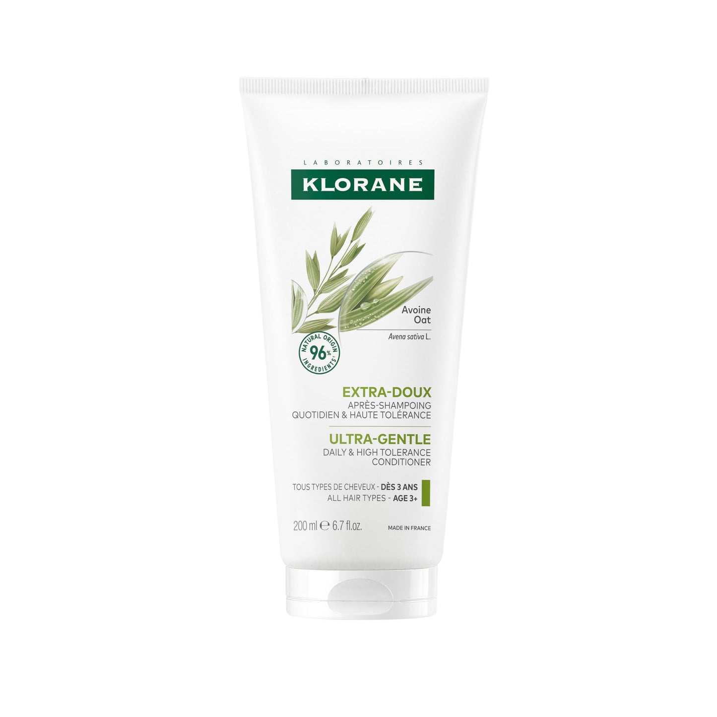 Klorane Ultra-Gentle Conditioner with Oat Milk, Suitable for the Entire Family, Paraben and Sulfate-Free