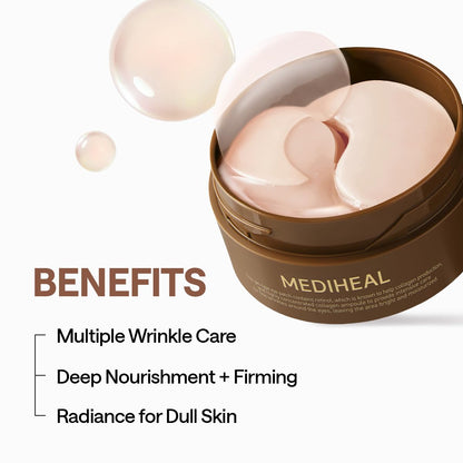 Mediheal Retinol Collagen Under Eye Patches - Korean Hydrogel Eye Pads (60 patches) with 95% Retinol & 5 Micro Collagen. Nourishing & Non Irritating Eye Gel Mask. Sealing Cap & Spatula Included.