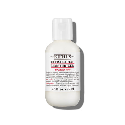 Kiehl's Ultra Facial Moisturizer, for Easy Daily Hydration, Infused with Squalane and Glycerin, Replenishes Moisture Barrier and Softens Skin, Suitable for All Skin Types, Fragrance-Free