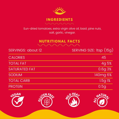 TUTTOCALABRIA, Red pesto with dried tomatoes, 6.52 oz (185 g), Product of Italy