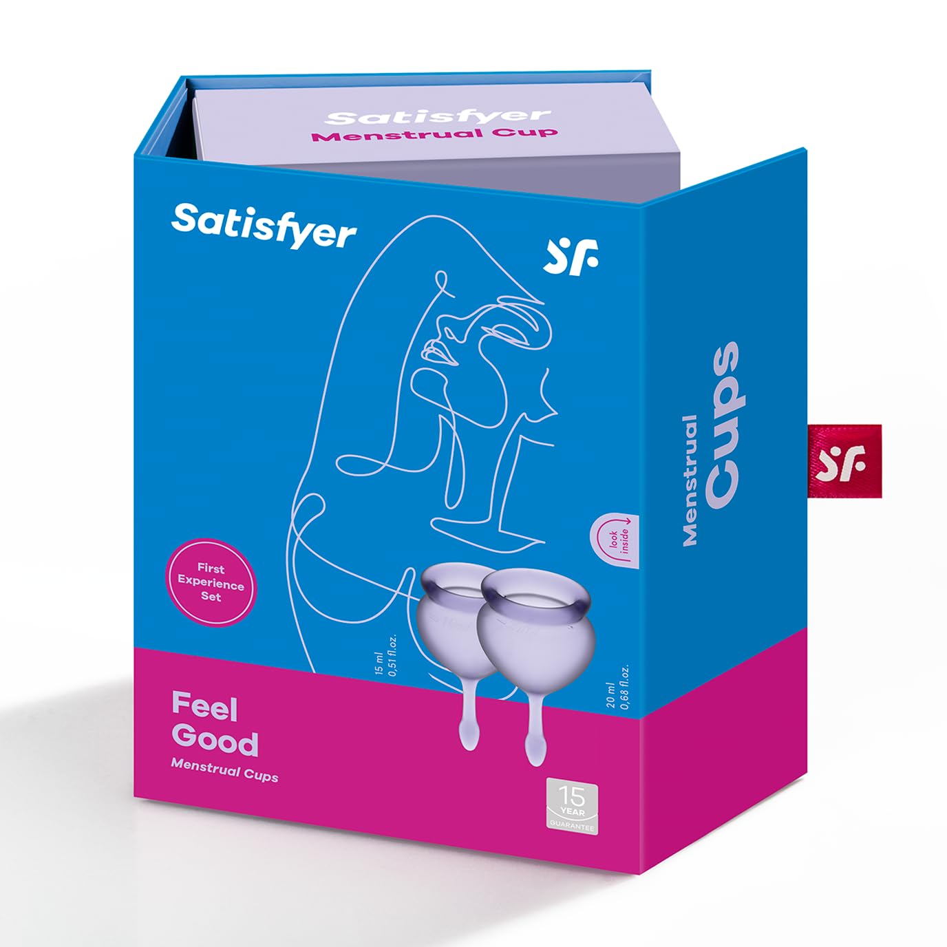 Satisfyer Feel Good Menstrual Cup - Reusable Period Cup with Removal Stem - Soft, Flexible Body-Safe Silicone, Easy Insertion & Removal - Includes 2 Cup Sizes for All Flows (Purple)