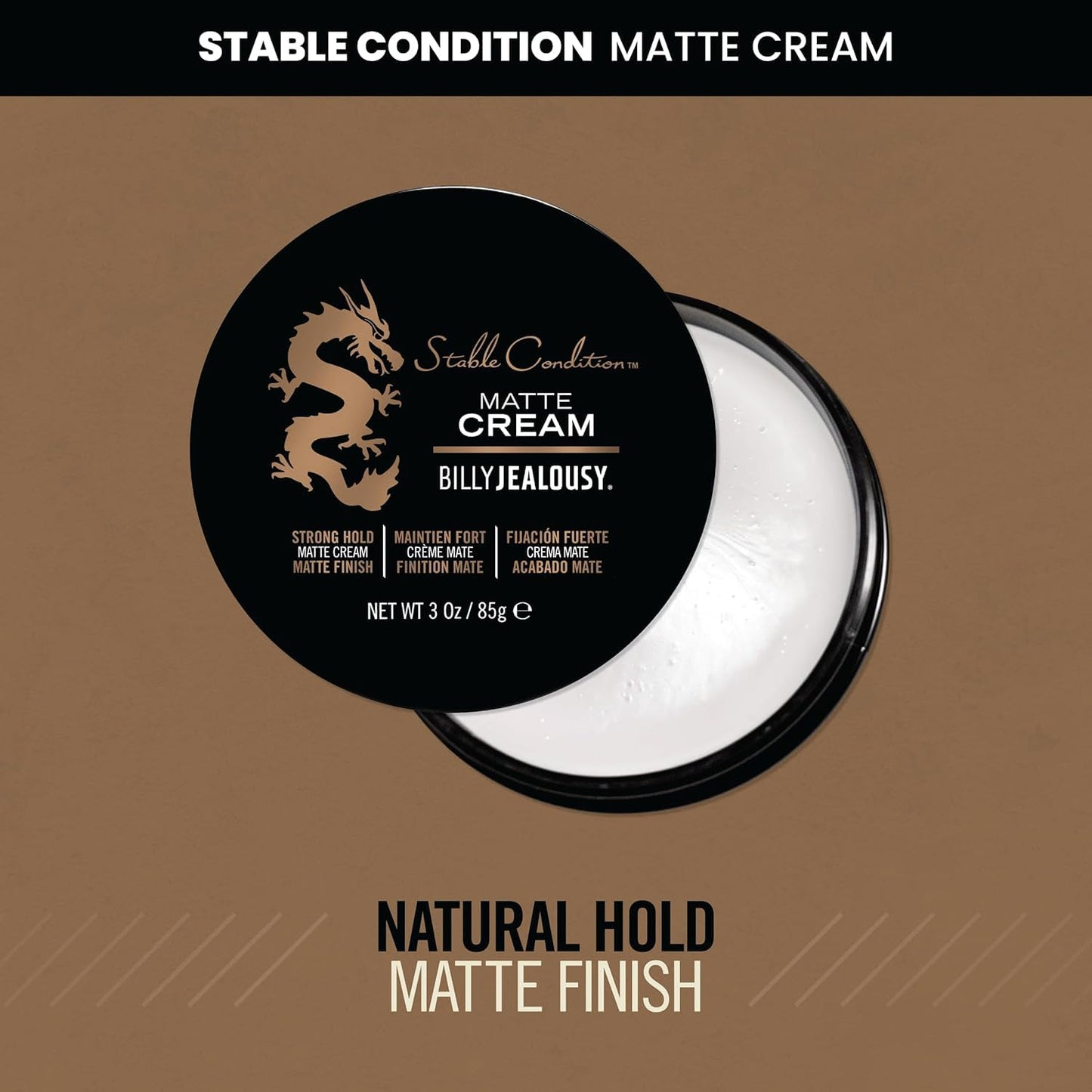 Billy Jealousy Stable Condition Matte Cream for Men with Natural Hold and Matte Finish, Reworkable, Lightweight, Water Based Hair Styling Product, Vanilla & White Musk Scent, 3 Oz.