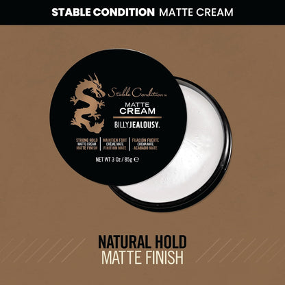 Billy Jealousy Stable Condition Matte Cream for Men with Natural Hold and Matte Finish, Reworkable, Lightweight, Water Based Hair Styling Product, Vanilla & White Musk Scent, 3 Oz.