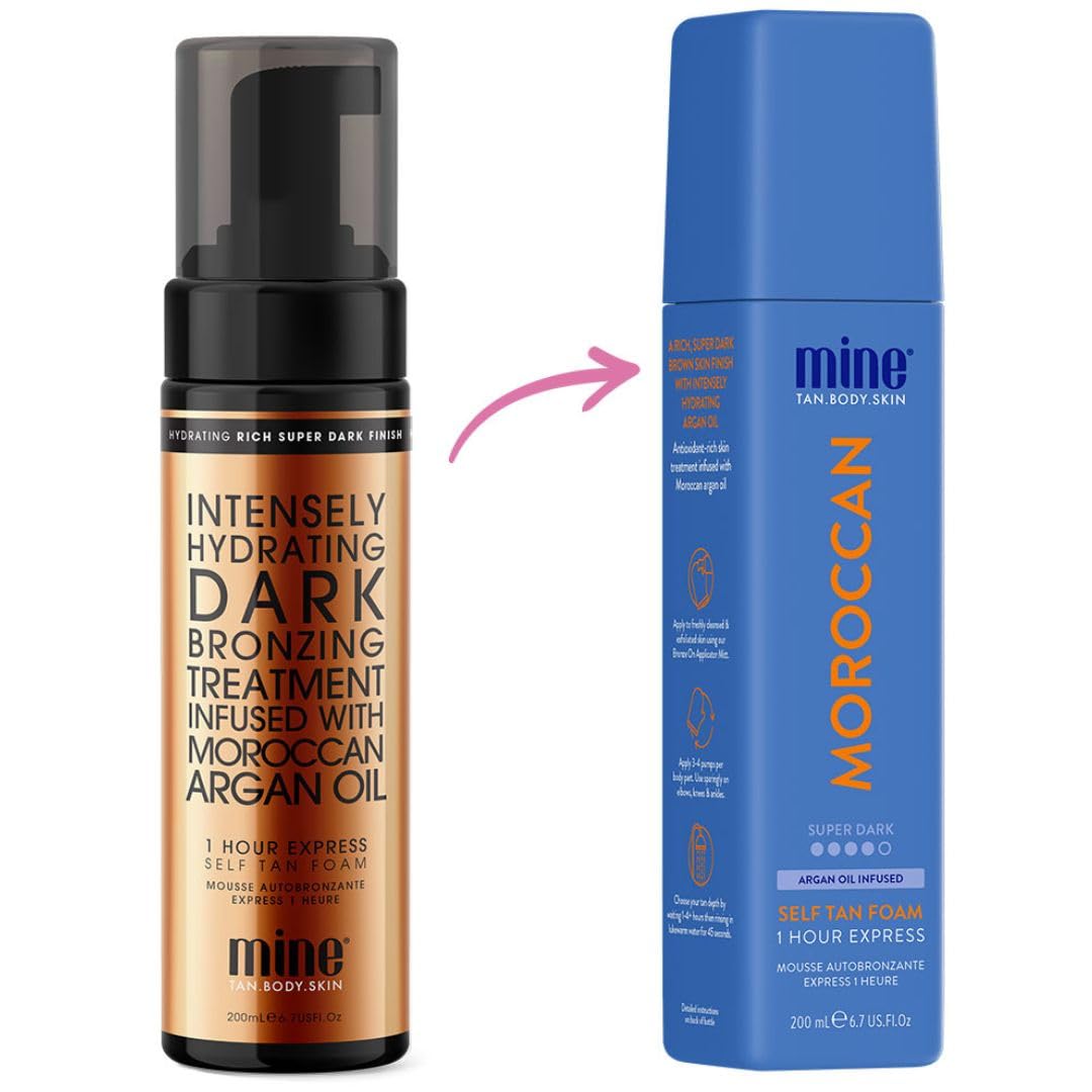 Minetan Moroccan Self Tan Foam | Tanning Treatments Collection | Super Dark Brown Skin Finish | 1 Hour Express Mousse | Ultra Deep Glow, Face & Body Fake Tanner, Argan Oil Infused | 6.7 Fl Oz