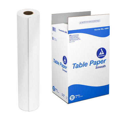 New Dynarex Table Paper, High-Quality Exam Table Paper, Used in Medical, Massage, and Chiropractic Tables to Protect Patients, 1 Case of 12 Papers (18" x 225', Smooth)