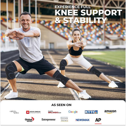 Modvel Knee Braces for Knee Pain Women & Men - 2 Pack Knee Brace for Knee Pain Set, Knee Brace Compression Sleeve, Knee Support for Knee Pain Meniscus Tear, ACL & Arthritis Pain Relief,Black XXXL