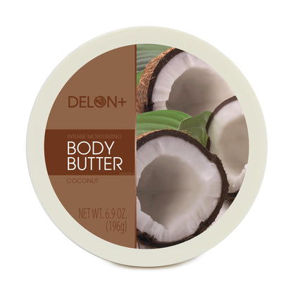 DELON Intense Moisturizing Body Butter, Coconut with Coconut Oil, 6.9 oz (Pack of 4)