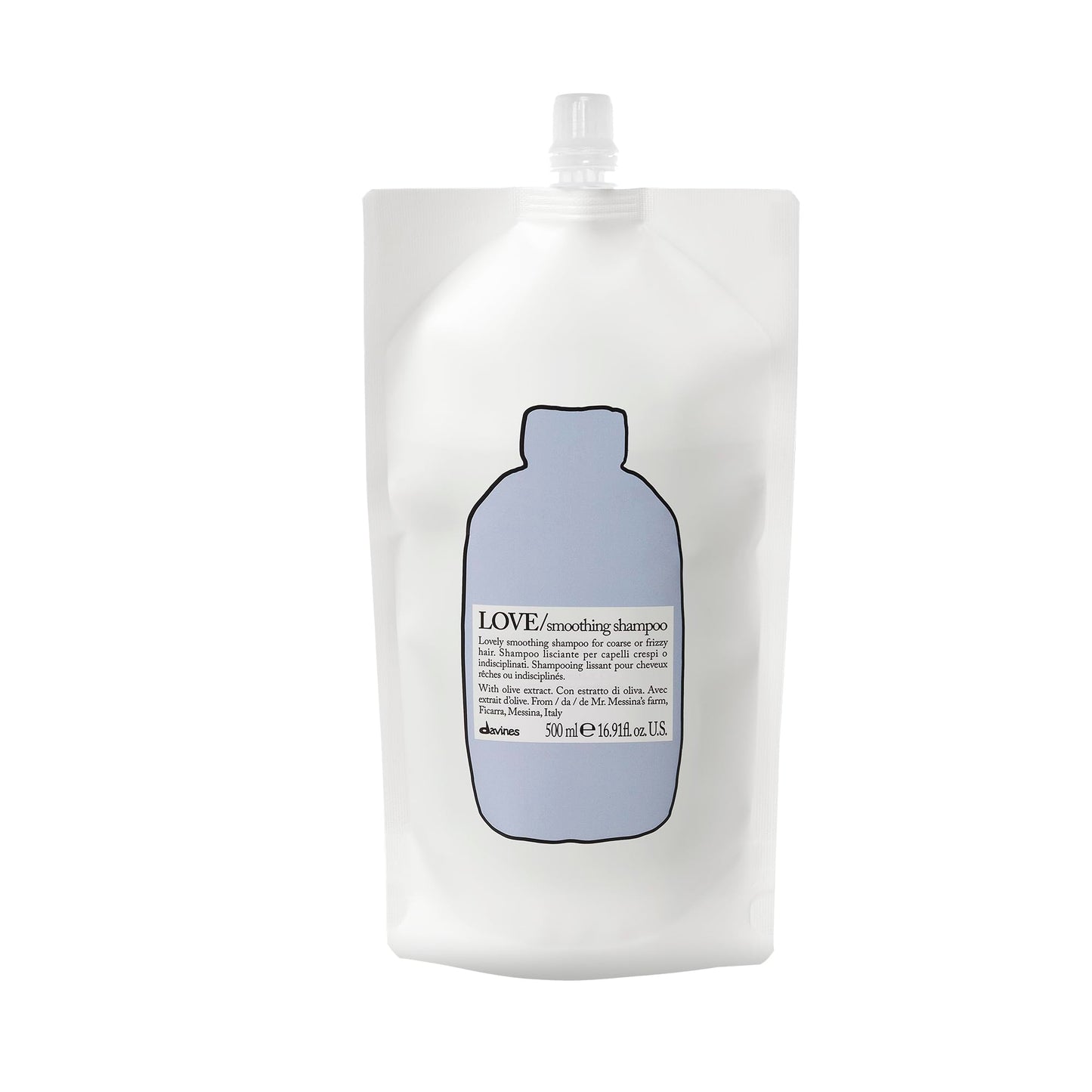 Davines LOVE Smoothing Shampoo, Taming Anti-Frizz Gentle Cleansing Action for Wavy, Unruly, Coarse Hair - Gives Shine, Elasticity, Softness, and a Sleek Smooth Look with Olive Extract, 16.9 Fl Oz