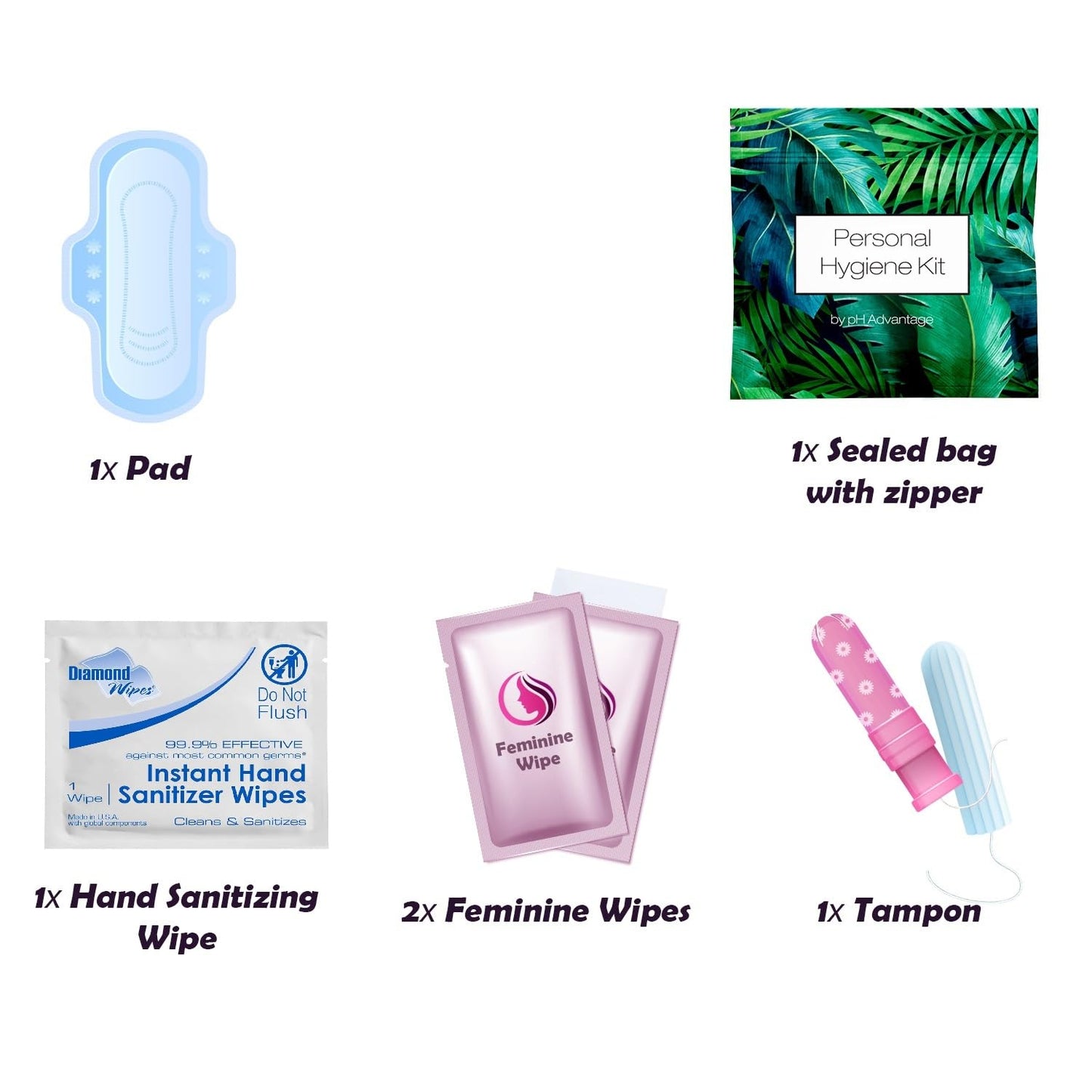 Green Fern Style Menstrual Kit All-in-One 50 Pack | Convenience on The Go | Period Kit Pack for Travelling, Tweens & Teenagers or just When You’re Out | Individually Wrapped Feminine Hygiene Product…