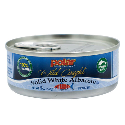 MW Polar All Natural SOLID WHITE TUNA in Water, Easy Open Can, Wild Caught, Sustainable Fishing, Dolphin Safe, Tender, No Preservatives/Residue, Gluten Free, Lean Protein, Kosher, 5oz (Pack of 12)
