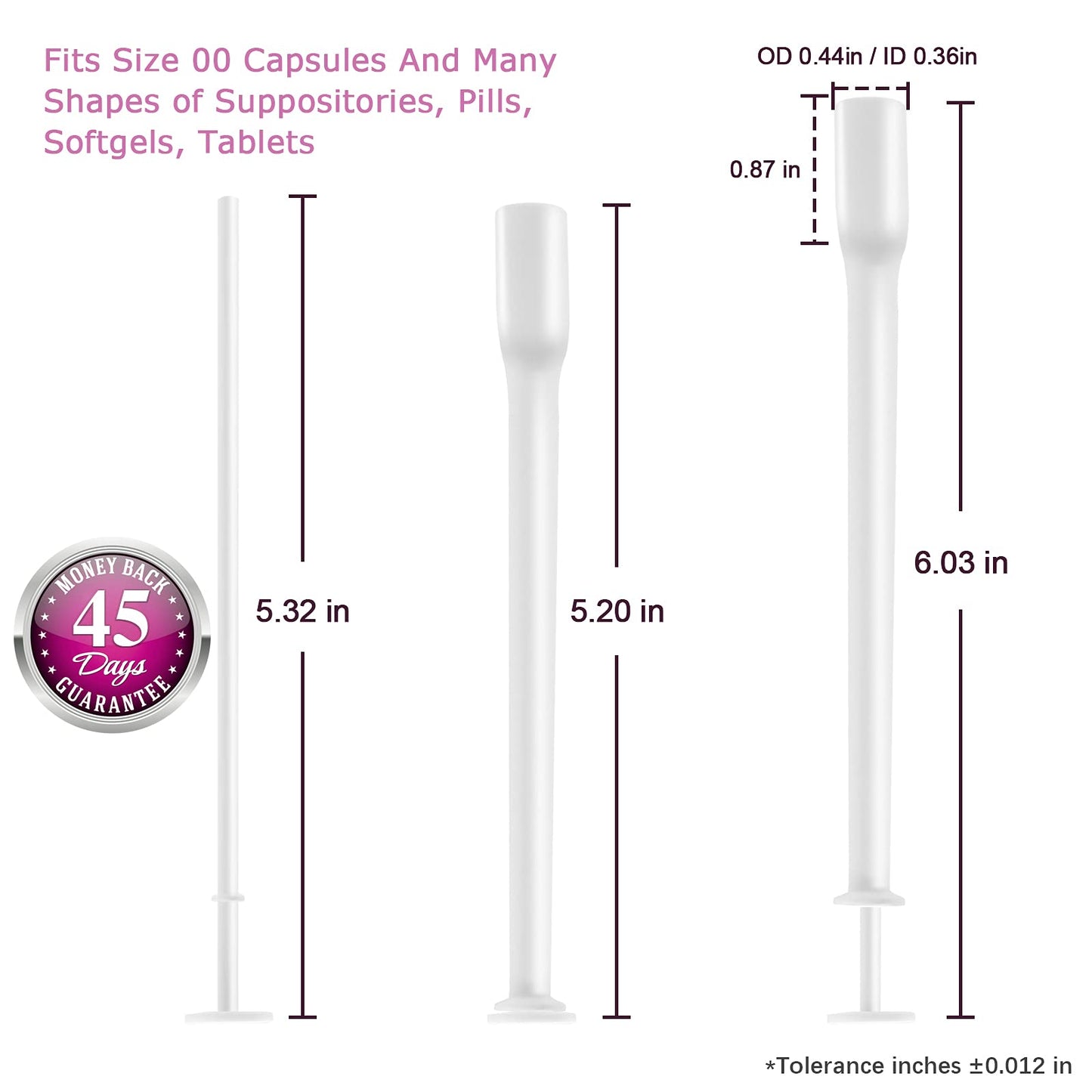 (40 Packs) Disposable Vaginial Applicators Individually Wrapped Hygienic Fit to Size 00 Cap-sules and Many Shapes of Suppositories, Tablets Feminine Care Applicators from