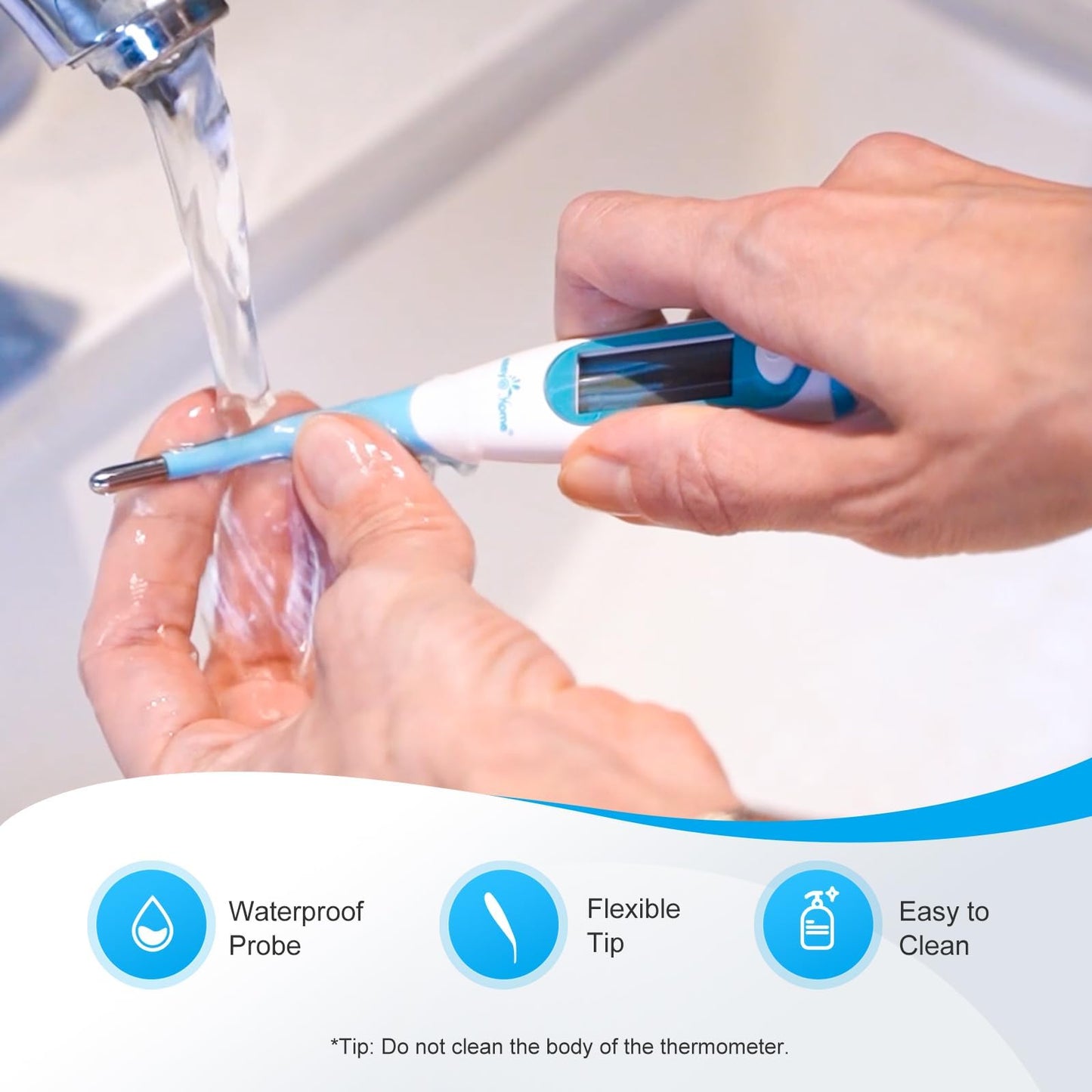 Easy@Home Digital Basal Thermometer for Ovulation: Backlight LCD Display 1/100th Degree High Precision BBT, Memory Recall, NOT Bluetooth Enabled – Scan Results with Premom Fertility Tracker App, Blue