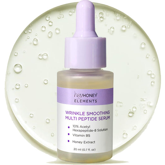 Hey Honey Wrinkle-Smoothing Multi-Peptide Serum | 10% Acetyl Hexapeptide-8 + Honey Extract & Vitamin B5, Visibly Reduce Fine Lines & Expression Wrinkles | 0.67 fl oz (20 mL)
