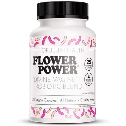 Flower Power Divine Feminine Wellness Blend Capsules – Daily Herbal & Probiotic Supplement for Women’s Balance & Wellness – 30 Count