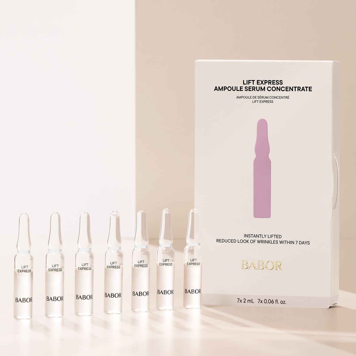 BABOR Lift Express Ampoule Concentrate, Instant Lifting Effect Fills Lines and Wrinkles Up To 6 Hours, Smoothing Skincare Capsule, Anti Aging Serum, Increase Firming & Elasticity, 7 Treatments