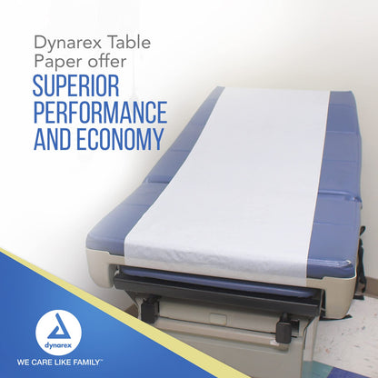 New Dynarex Table Paper, High-Quality Exam Table Paper, Used in Medical, Massage, and Chiropractic Tables to Protect Patients, 1 Case of 12 Papers (14" x 225', Smooth)