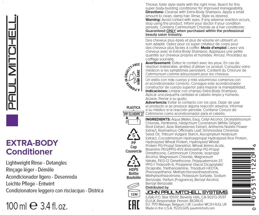 Paul Mitchell Extra-Body Conditioner, Adds Bounce + Fullness, For Fine Hair
