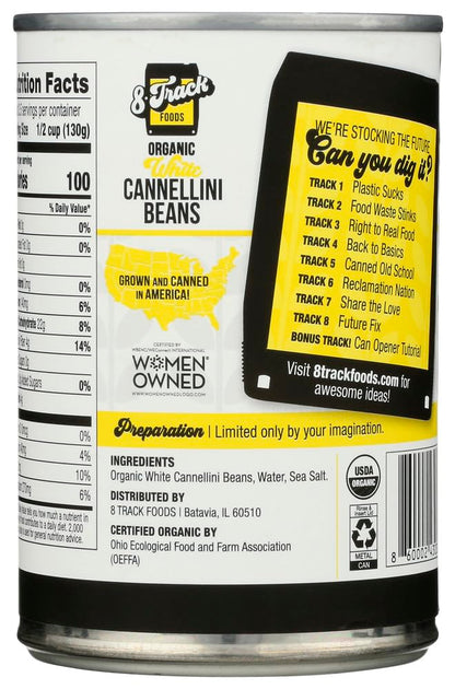 8 Track Foods Organic White Cannellini Beans, 15 Oz