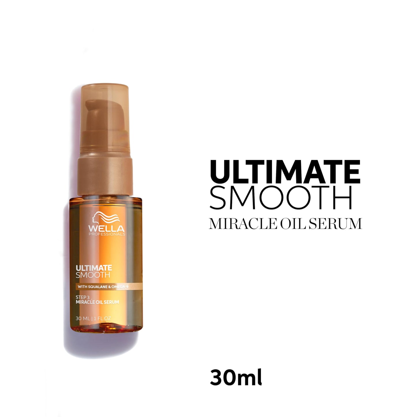 Wella Professionals ULTIMATE SMOOTH Miracle Oil Serum for Dry, Dull & Frizzy Hair | Nourishes, Smooths & Adds a Silky Shine | With Squalane & Omega 9 | Heat Protectant | Color Safe
