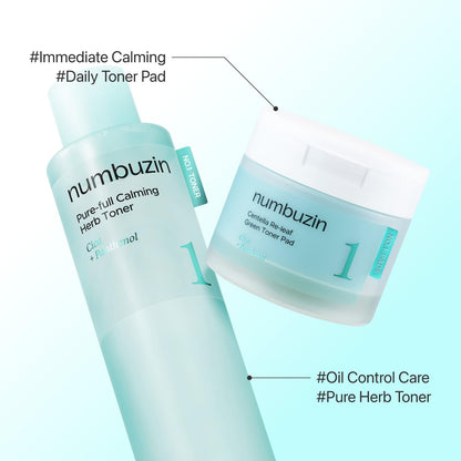 numbuzin No.1 Toner | Pure-Full Calming Herb Toner | Breakouts, Redness, Excess Oil Control | Centella Asiatica, Heartleaf, Licorice Root | Acne-Prone, Sensitive Skin | 10.14 fl. oz.